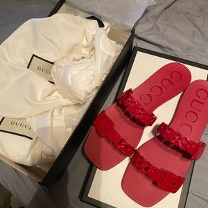 Red Gucci sandals never worn